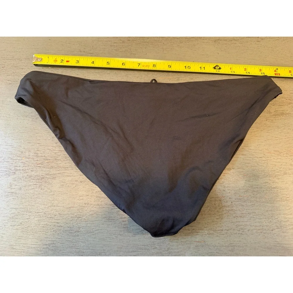 L Space Full Cut Bikini Bottoms Black Low Rise Swimwear Large L/G Made in USA